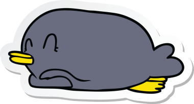 Bir insan tarafından karnının üzerine çizilmiş bir penguen etiketi.