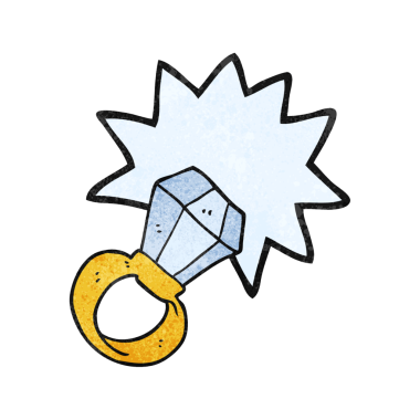 Serbest dokuma karikatürü. Bir insan tarafından çizilmiş büyük nişan yüzüğü.