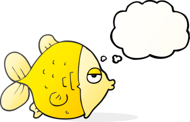 Serbest çizim düşünce balonu karikatürü Bir insan tarafından çizilmiş komik balık