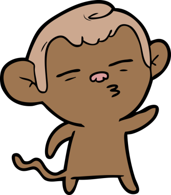 bir insan tarafından çizilmiş şüpheli maymun çizgi filmi