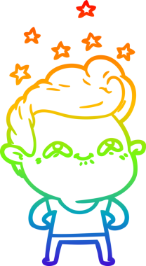 Gökkuşağı gradyanı çizimi bir insan tarafından çizilmiş heyecanlı bir çizgi film