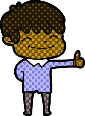 Bir insan tarafından çizilmiş mutlu çocuk çizgi filmi.