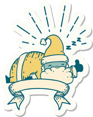 Bir insan tarafından çizilmiş dövme stili Noel Baba karakterinin çıkartması.