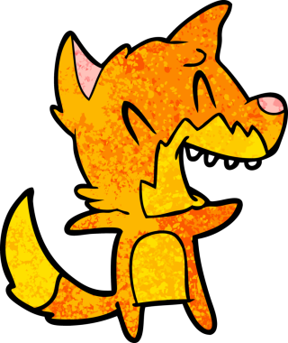 Bir insan tarafından çizilmiş gülen tilki çizgi filmi.