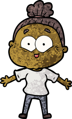 Bir insan tarafından çizilmiş mutlu yaşlı kadın çizgi filmi.