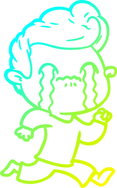 Bir insan tarafından çizilmiş ağlayan bir çizgi film karakteri çizimi.