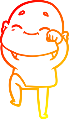 Bir insan tarafından çizilmiş mutlu, kel bir adamın sıcak çizgi çizimi.