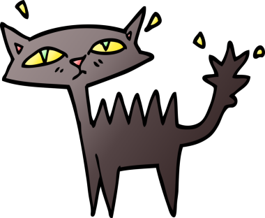 vektör gradyan çizim karikatürü bir insan tarafından çizilmiş cadılar bayramı kara kedi