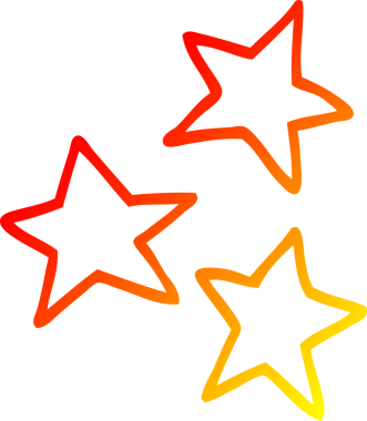 Bir insan tarafından çizilmiş bir çizgi film yıldızının sıcak gradyan çizimi