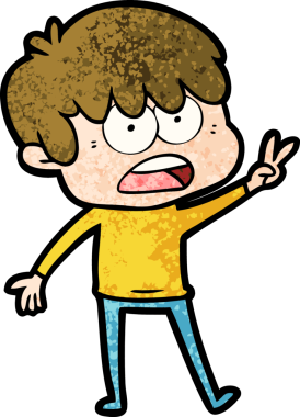 Bir insan tarafından çizilmiş endişeli çizgi film çocuğu.