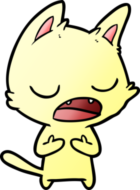 Bir insan tarafından çizilmiş konuşan kedi çizgi filmi.