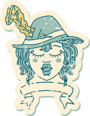 Retro Dövme Tarzı Şarkı söyleyen insan Ozan Karakteri Bir insan tarafından çizilmiş