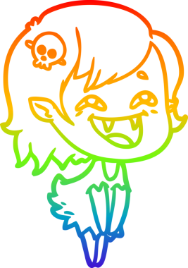 Gökkuşağı gradyan çizgi çizimi Bir insan tarafından çizilmiş gülen vampir kız çizgi filmi