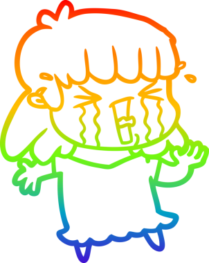 Gökkuşağı gradyan çizgi çizimi Bir insan tarafından çizilmiş gözyaşları içinde bir çizgi kadın