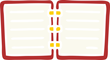 Bir insanın çizdiği not defterinin düz renkli retro karikatürü