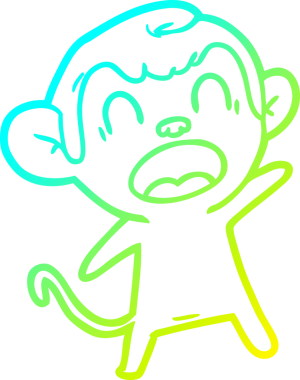 Bir insan tarafından çizilmiş bağıran çizgi film maymunu çizimi.