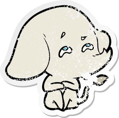 Bir insan tarafından çizilmiş karikatür filinin sıkıntılı çıkartması