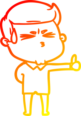 Bir insan tarafından çizilmiş terleyen bir çizgi film karakterinin sıcak çizgi çizimi.