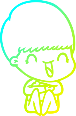 Bir insan tarafından çizilmiş mutlu çizgi film çocuğu çizimi.