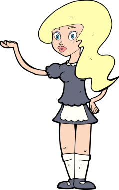 Bir insan tarafından çizilmiş çizgi film garsonu.