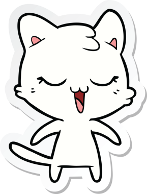 Bir insan tarafından çizilmiş çizgi film kedisinin çıkartması.