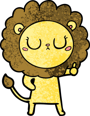 Bir insan tarafından çizilmiş çizgi film aslanı.