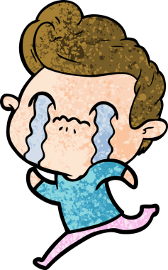 Bir insan tarafından çizilmiş ağlayan çizgi film adamı.