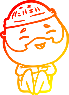 Bir insan tarafından çizilmiş mutlu sakallı bir adamın çizgi çizimi.