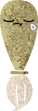 Bir insan tarafından çizilmiş bir boya fırçasının retro çizim tarzı karikatürü