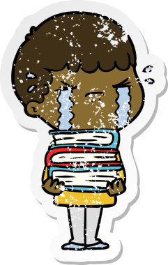 Bir insan tarafından çizilmiş ağlayan bir karikatürcünün sıkıntılı çıkartması.