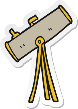 Bir insan tarafından çizilmiş bir çizgi film teleskopunun çıkartması.