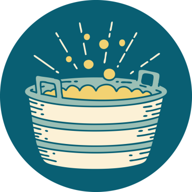 Bir insan tarafından çizilmiş dövme stili teneke banyonun simgesi.