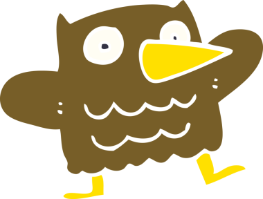 Bir insan tarafından çizilmiş komik karikatür baykuşu.