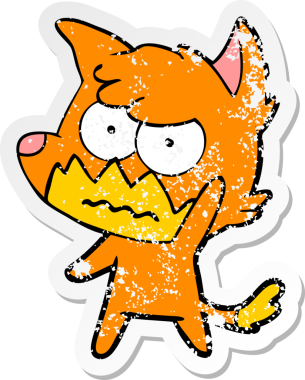 Bir insan tarafından çizilmiş, sıkıntılı bir çizgi film çıkartması.