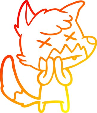 Bir insan tarafından çizilen ölü tilkinin sıcak çizgi çizimi