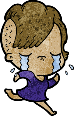 Çizgi film ağlayan kız bir insan tarafından çizilmiş.