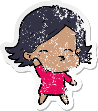 Bir insan tarafından çizilmiş karikatür bir kadının sıkıntılı çıkartması.