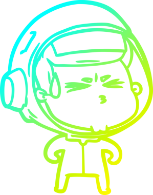 Bir insan tarafından çizilen soğuk gradyan çizgi çizimi stresli astronot