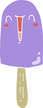 Bir insan tarafından çizilmiş düz renk çizgi film mutlu buz lolipopu