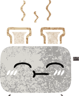 Bir insan tarafından çizilmiş bir tost makinesinin retro çizim stili karikatürü