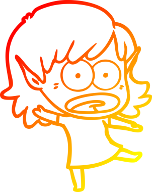 Bir çizgi film karakteri çizimi bir insan tarafından çizilmiş elf kızı şok etti.