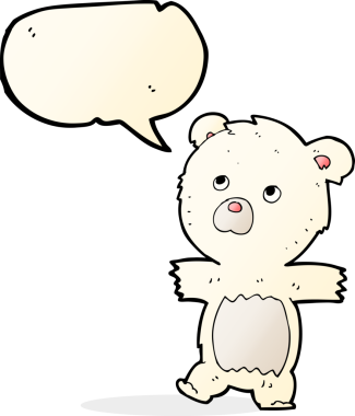 Bir insan tarafından çizilmiş konuşma baloncuklu şirin kutup ayısı.