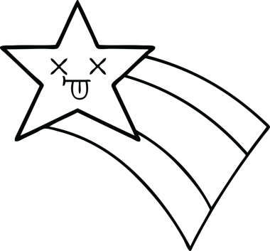 Bir insan tarafından çizilmiş kayan gökkuşağı yıldızının çizgi çizimi