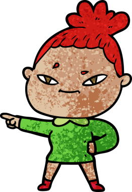 Bir insan tarafından çizilmiş karikatür kadın.