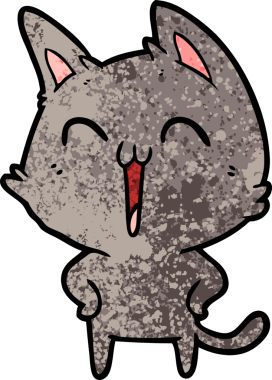 Mutlu çizgi film kedisi miyavlıyor bir insan tarafından