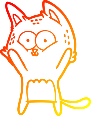 Bir insan tarafından çizilmiş çizgi film kedisinin sıcak çizgi çizimi