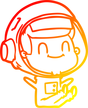 Bir insan tarafından çizilmiş mutlu bir astronot çizgi roman çizimi.