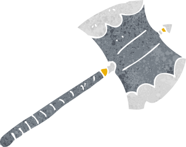 Bir insan tarafından çizilmiş çift taraflı balta.