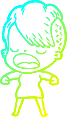 Bir insan tarafından çizilmiş havalı bir hippi kızın soğuk gradyan çizimi.