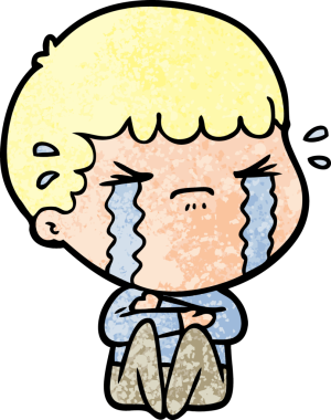 Bir insan tarafından çizilmiş ağlayan çizgi film adamı.